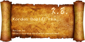 Kordos Boglárka névjegykártya